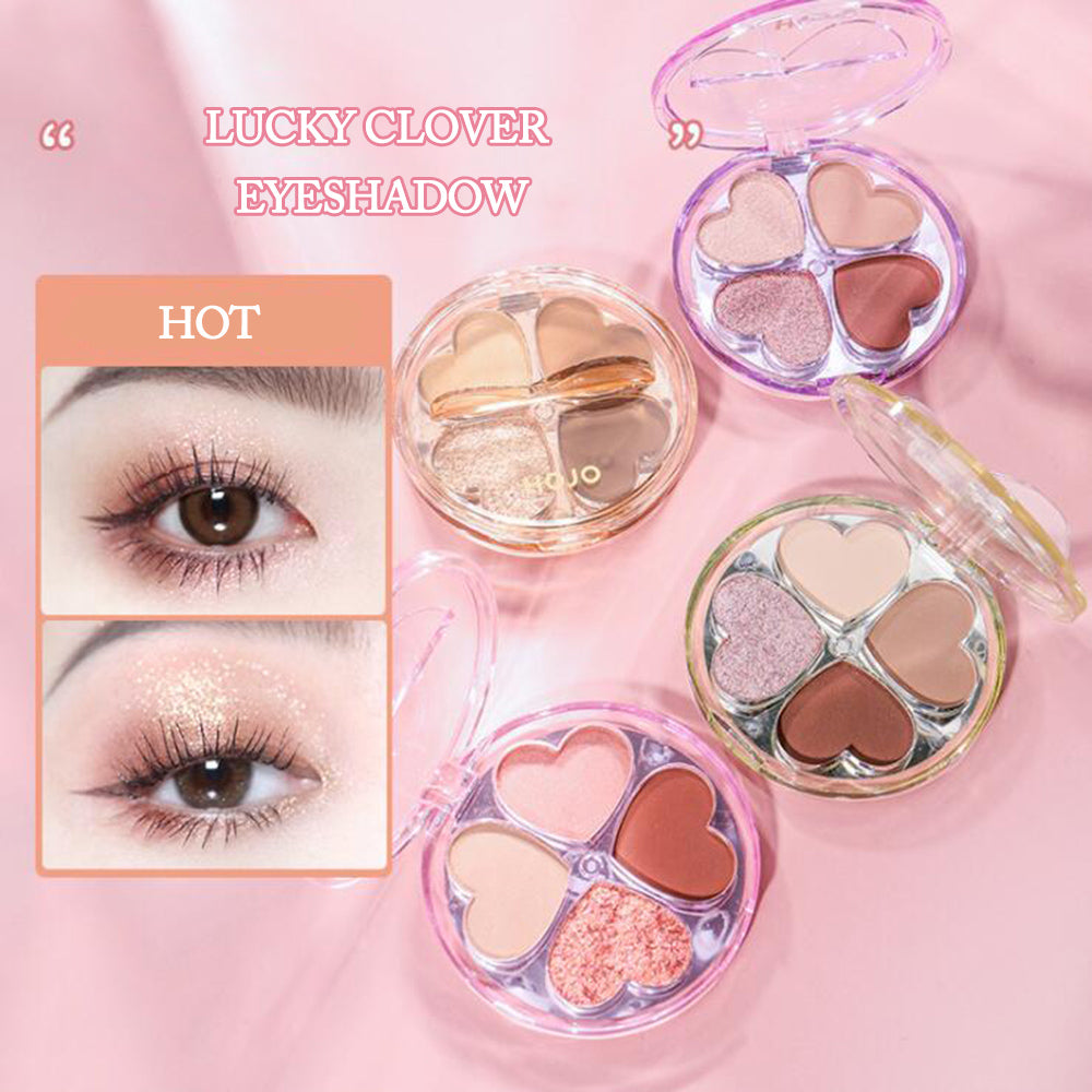 Portable Pearlescent Waterproof Daily Earth Color Lucky Four-leaf Clover Eyeshadow