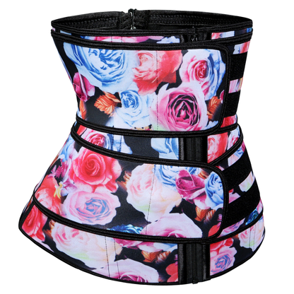 Women‘s Fitness Floral Print Zipper-Up Corset Waist Trainers Kiwidrop