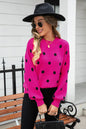 Polka Dot Round Neck Dropped Shoulder Sweater