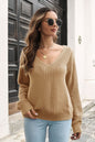 Ribbed Scoop Neck Long Sleeve Pullover Sweater