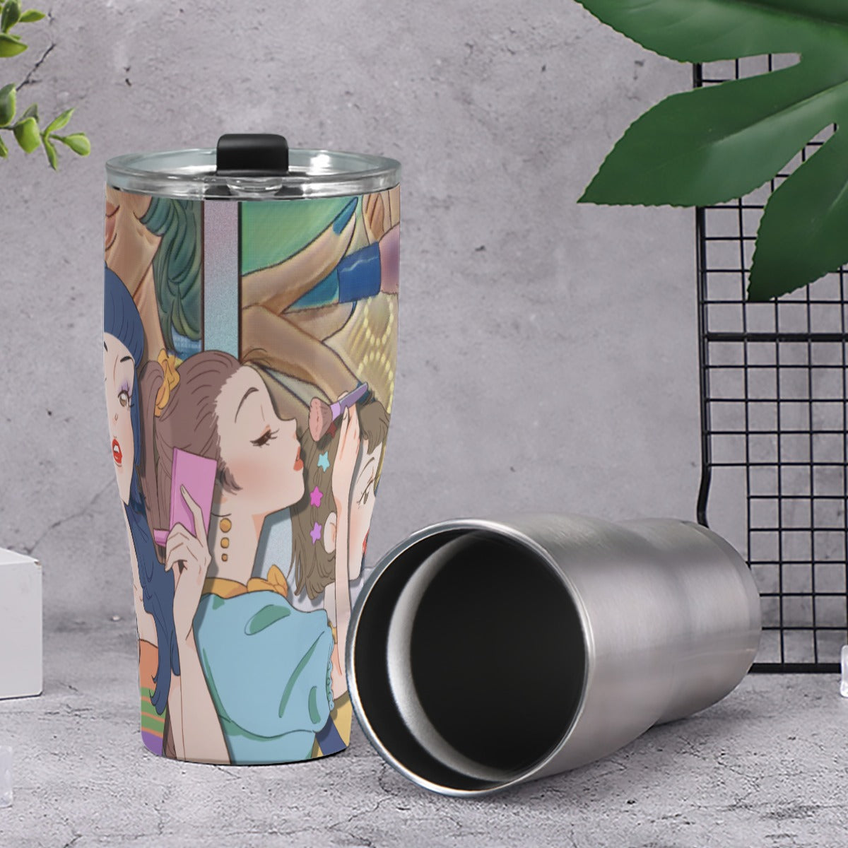 Cone Tumbler 30oz Retro, Makeup, Korean Girls, Hair, Fashion, Lipstick, Mascara, Girl Gang (Designed by Dunbi)