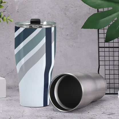 Cone Tumbler 30oz Blue Gray Tone Geometric Line Print (Designed by Dunbi)