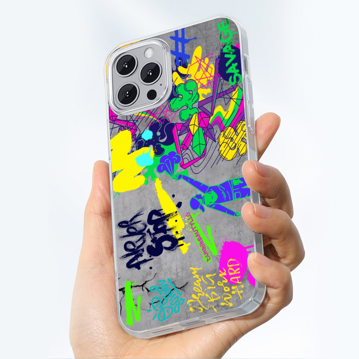 iPhone14 Series Mobile Phone Case | TPU Graffiti, Paint, Art, Spray Painting, Don't Give Up, Inspirational, Motivational (Designed by Dunbi)