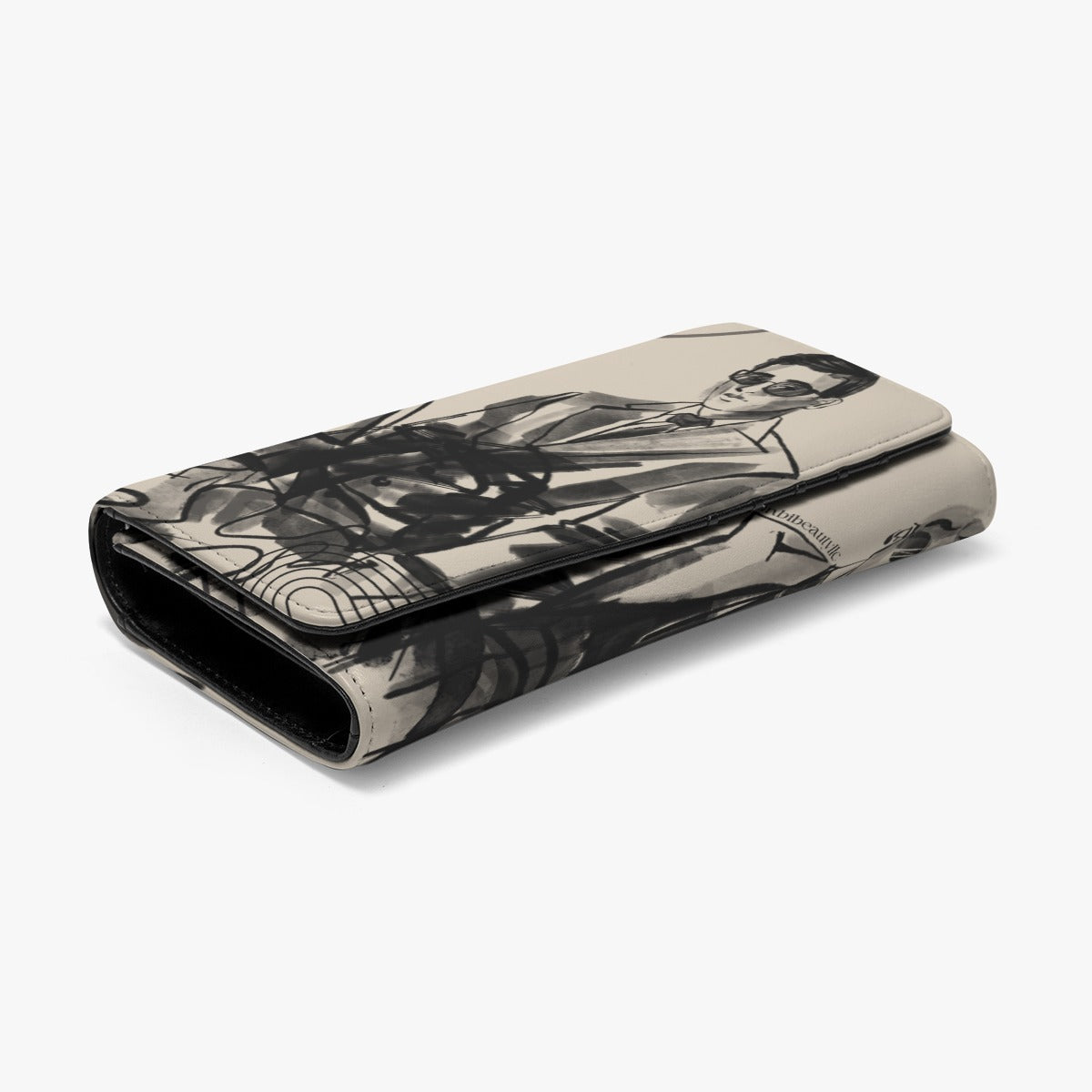 Foldable Wallet Vintage-Modern, Fashion Forward Men & Women, Charcoal Art Style, Geometric, Chic, Stylish, Avant Garde, Runway (Designed by Dunbi)