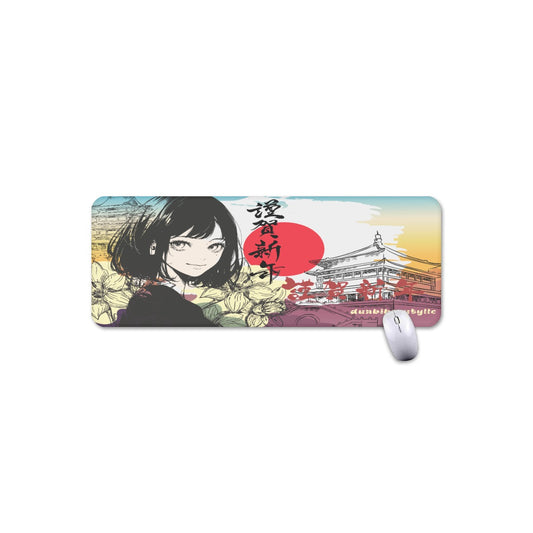 Mouse Pad Plus Size Japan, Japanese, Yellow, Blue, Purple, Orange, Day, Early Morning, Sunrise, Japan Flag, Sunrise Rainbow, Crane, Architecture, Pretty Girl, Tiger, Kanji (Designed by Dunbi)