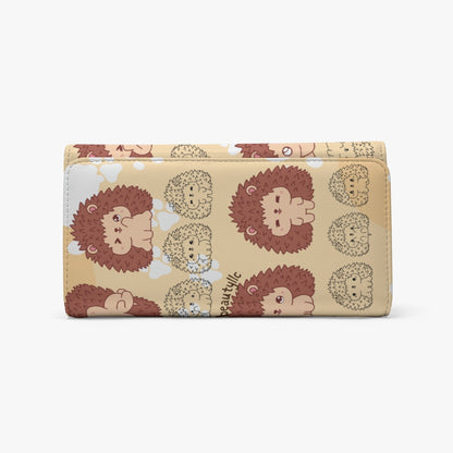 Foldable Wallet Hedgehog, Kawaii, Animals, Paw Prints, Happy, Cute, Sleepy, Baby Animals, Brown, White (Designed by Dunbi)