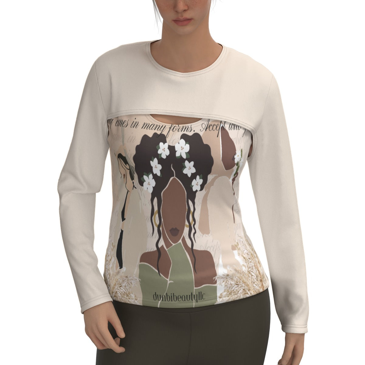 All-Over Print Women's Two-piece Sport Sweatshirt Black Woman, Asian Woman, Muslim Woman, Beauty, Elegance (Designed by Dunbi)