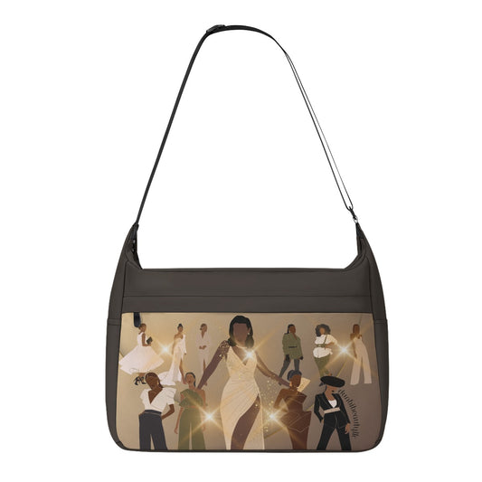 Messenger Bag Black Women in Fashion, Style, Trendsetter, Beauty, Edge, Grace, Elegance, Confidence, Glowing, (Designed by Dunbi)