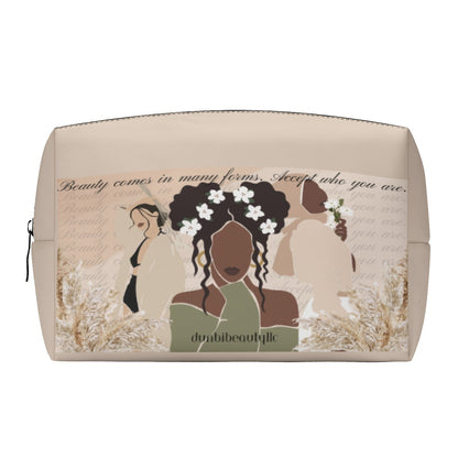 PU Cosmetic Bag Black Woman, Muslim, Asian, Flowers, Beauty, Confidence (Designed by Dunbi)