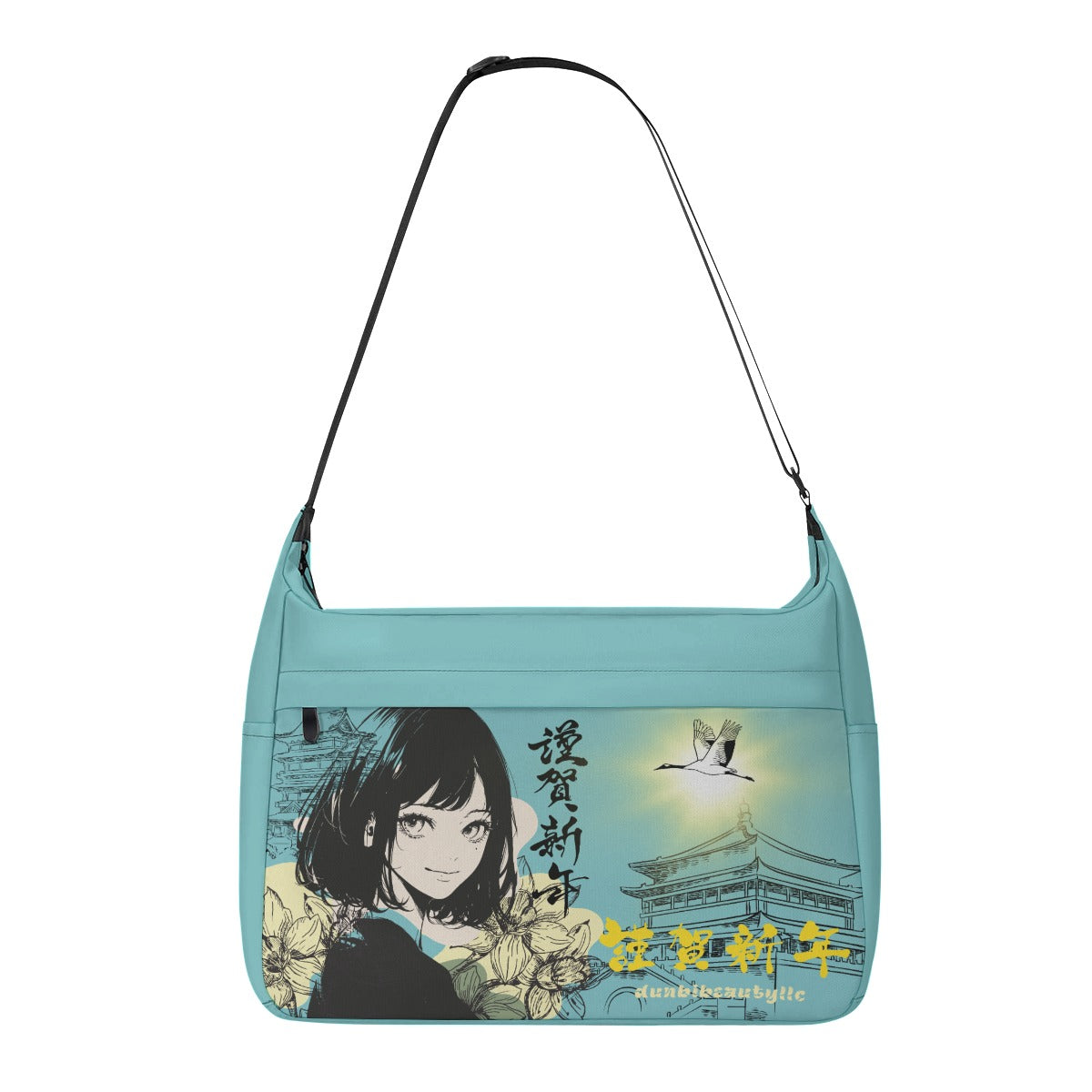 Messenger Bag Japan, Japanese, Yellow, Blue, Day, Early Morning, Sunny Day, Crane, Architecture, Pretty Girl, Tiger, Kanji (Designed by Dunbi)