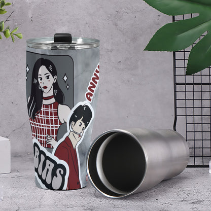 Cone Tumbler 30oz Kpop Inspired, Itzy, BTS, BLACKPINK, Annyeong, Bias, I Love Kpop, Marble, Black and Red, Idol Ryujin, Jin (Designed by Dunbi)