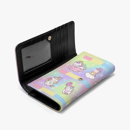 Foldable Wallet Kawaii Unicorn, Pastel Rainbow, Clouds, Pink, Purple, Blue, Yellow, Sleepy Unicorn, Hungry Unicorn, Moon, Candy, Donuts, Ice Cream (Designed by Dunbi)