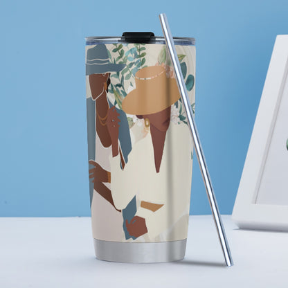 Tumbler 20oz (with Straw) Black Women in Business, Elegance, Confidence (Designed by Dunbi)