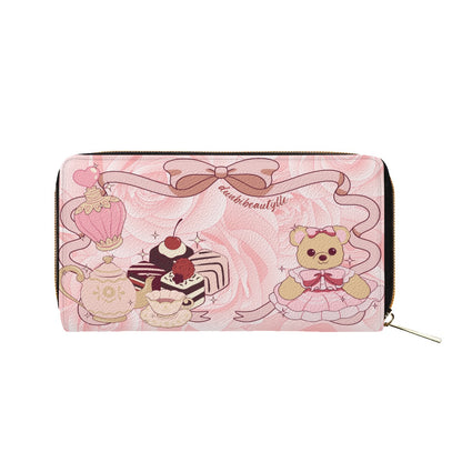 Mini Purse Cute Teddy Bear, Tea Party, Ribbon, Bows, Cakes, Cute, Victorian, Doll, Cute Girl, Pink Style 2, Roses (Designed by Dunbi)