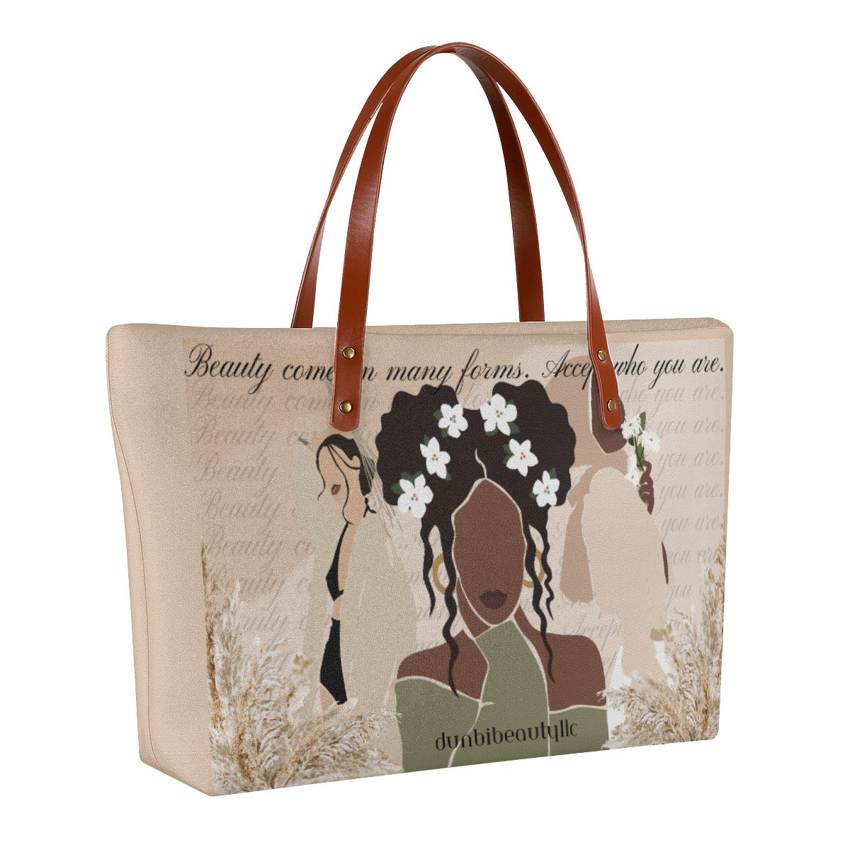 Women's Tote Bag | Diving Cloth Black Woman, Muslim, Asian, Flowers, Beauty, Confidence (Designed by Dunbi)