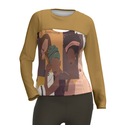 All-Over Print Women's Two-piece Sport Sweatshirt Afro Latinas, Latinas, Community, Beauty, Grace, Style, Fashion. Trendsetters (Designed by Dunbi)