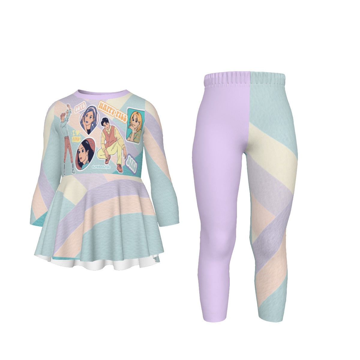 All-Over Print Kid's Casual Suit KPOP Inspired, BTS, Enhyphen, Pastel, Ive, Aespa, Bias, Happy Pill, Love, I Love KPOP, Idol, Music (Designed by Dunbi)