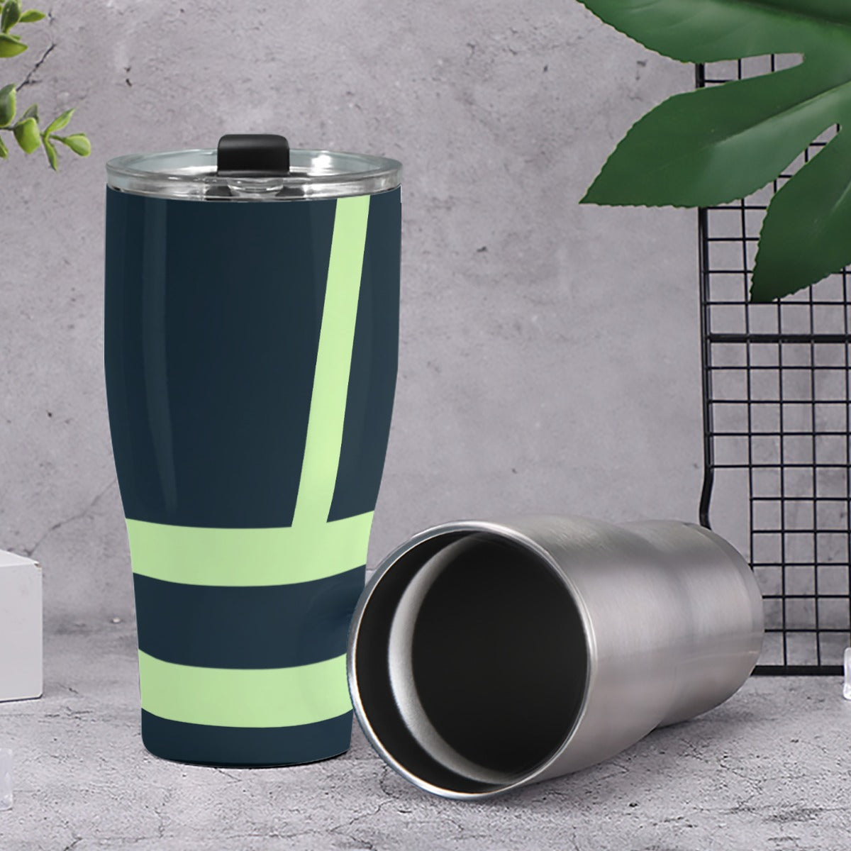 Cone Tumbler 30oz Navy Blue Neon Green (Designed by Dunbi)