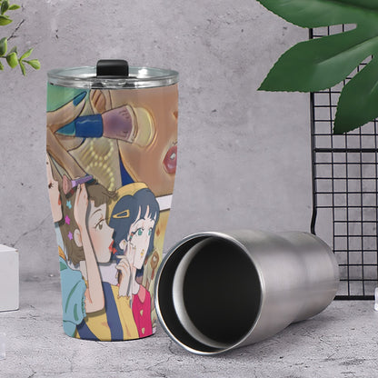 Cone Tumbler 30oz Retro, Makeup, Korean Girls, Hair, Fashion, Lipstick, Mascara, Girl Gang (Designed by Dunbi)