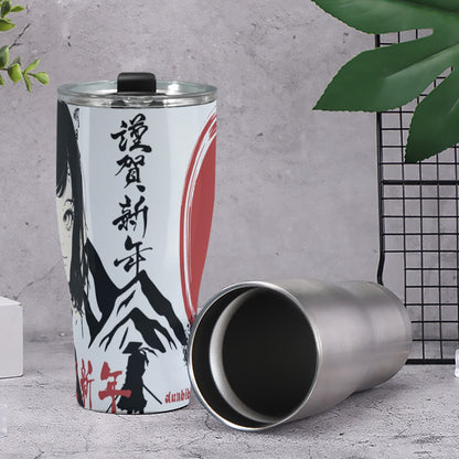 Cone Tumbler 30oz Japan, Japanese, Red, Samurai, Pretty Girl, Tiger, Kanji, Mountains (Designed by Dunbi)