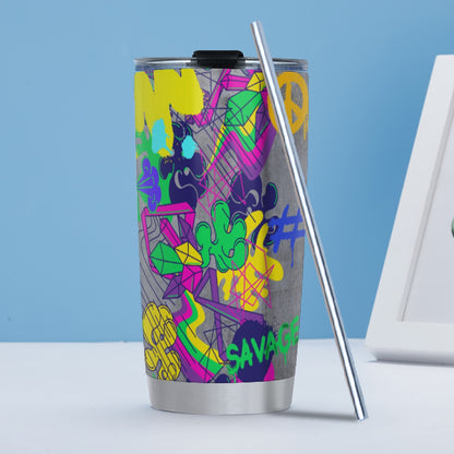 Tumbler 20oz (with Straw) Graffiti, Paint, Art, Spray Painting, Don't Give Up, Inspirational, Motivational (Designed by Dunbi)