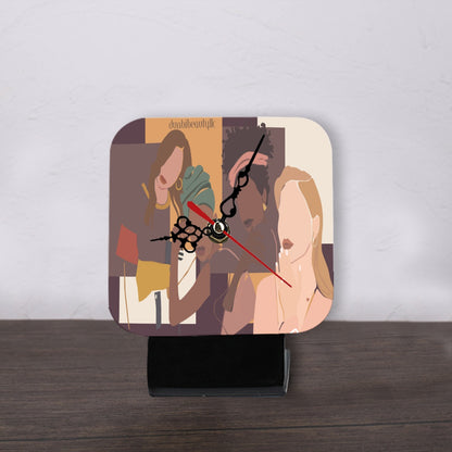 All-Over Print Square Shape Wood Clock Afro Latinas, Latinas, Community, Beauty, Grace, Style, Fashion. Trendsetters (Designed by Dunbi)