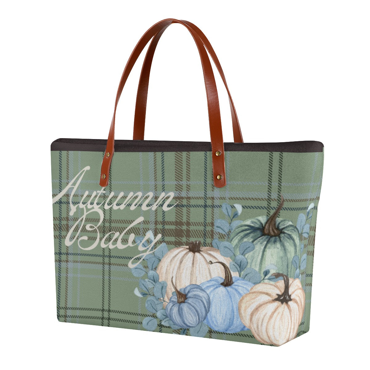 Women's Tote Bag | Diving Cloth Green Plaid Autumn Baby  (Designed by Dunbi) Yoycol