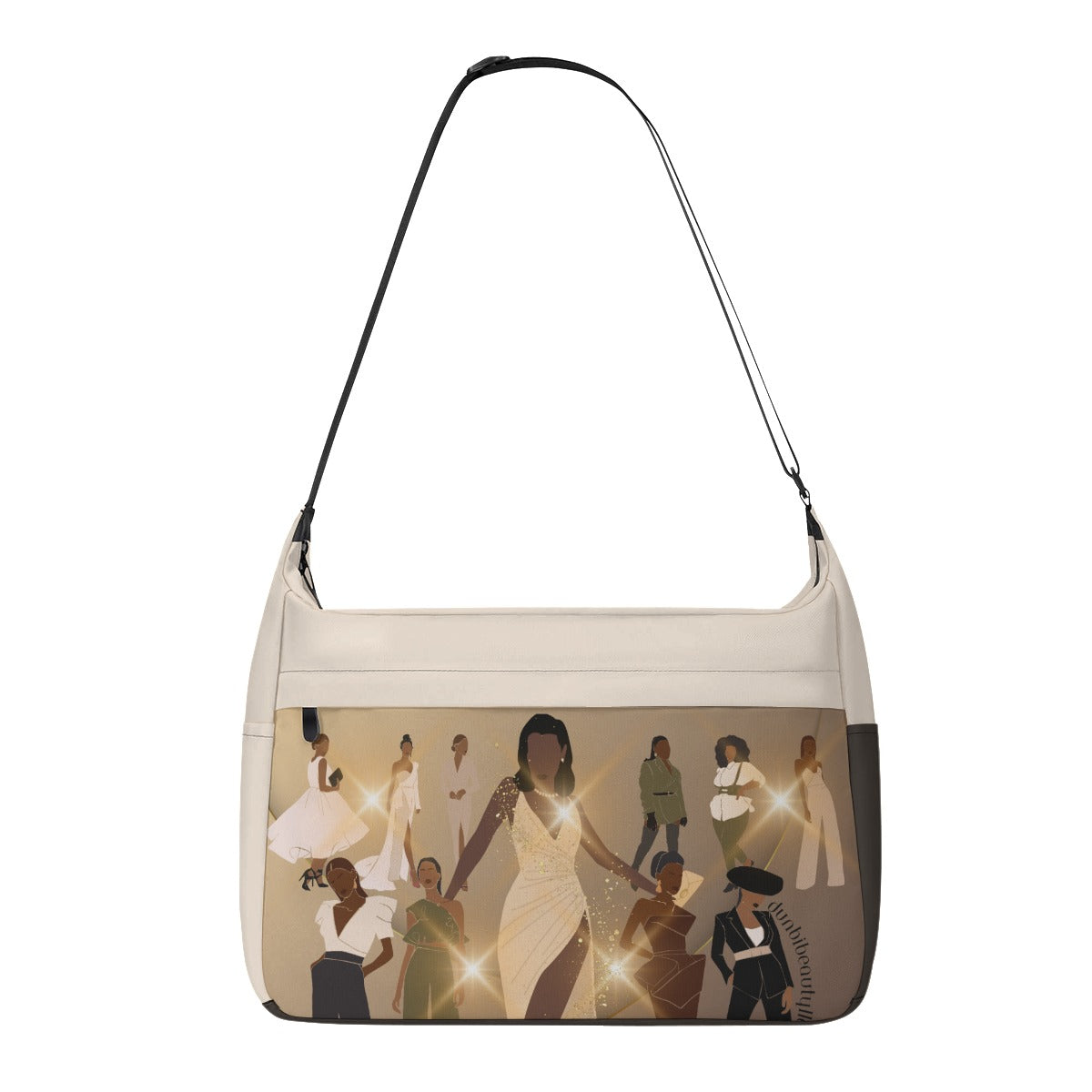 Messenger Bag Black Women in Fashion, Style, Trendsetter, Beauty, Edge, Grace, Elegance, Confidence, Glowing, (Designed by Dunbi)