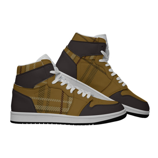 Men's Synthetic Leather Stitching Shoes Golden Orange Plaid (Designed by Dunbi) Yoycol