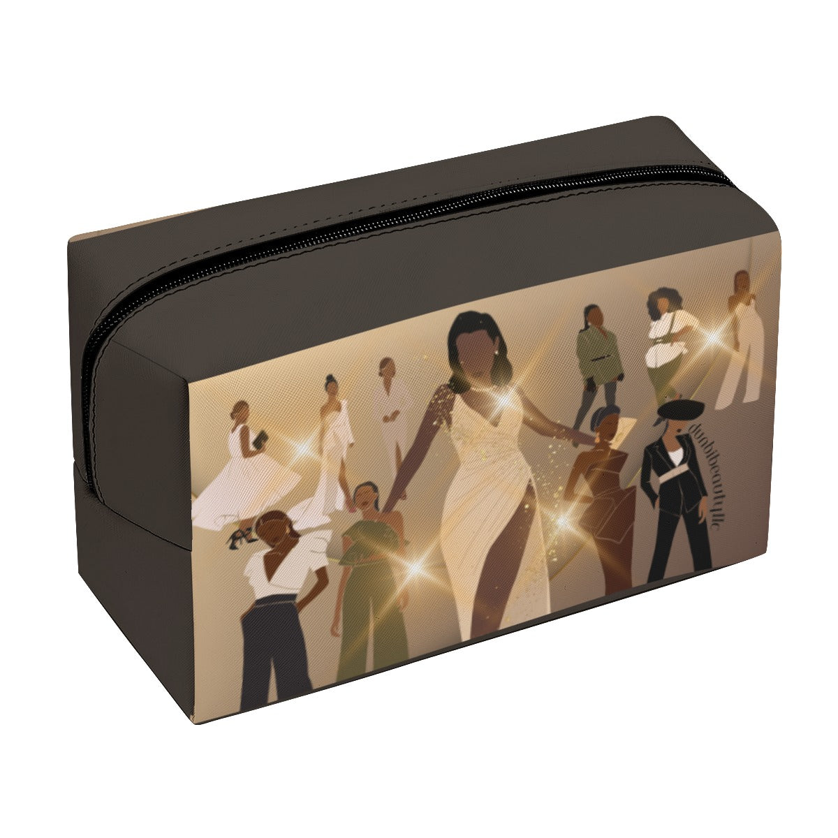 PU Cosmetic Bag Black Women in Fashion, Style, Trendsetter, Beauty, Edge, Grace, Elegance, Confidence, Glowing, (Designed by Dunbi)