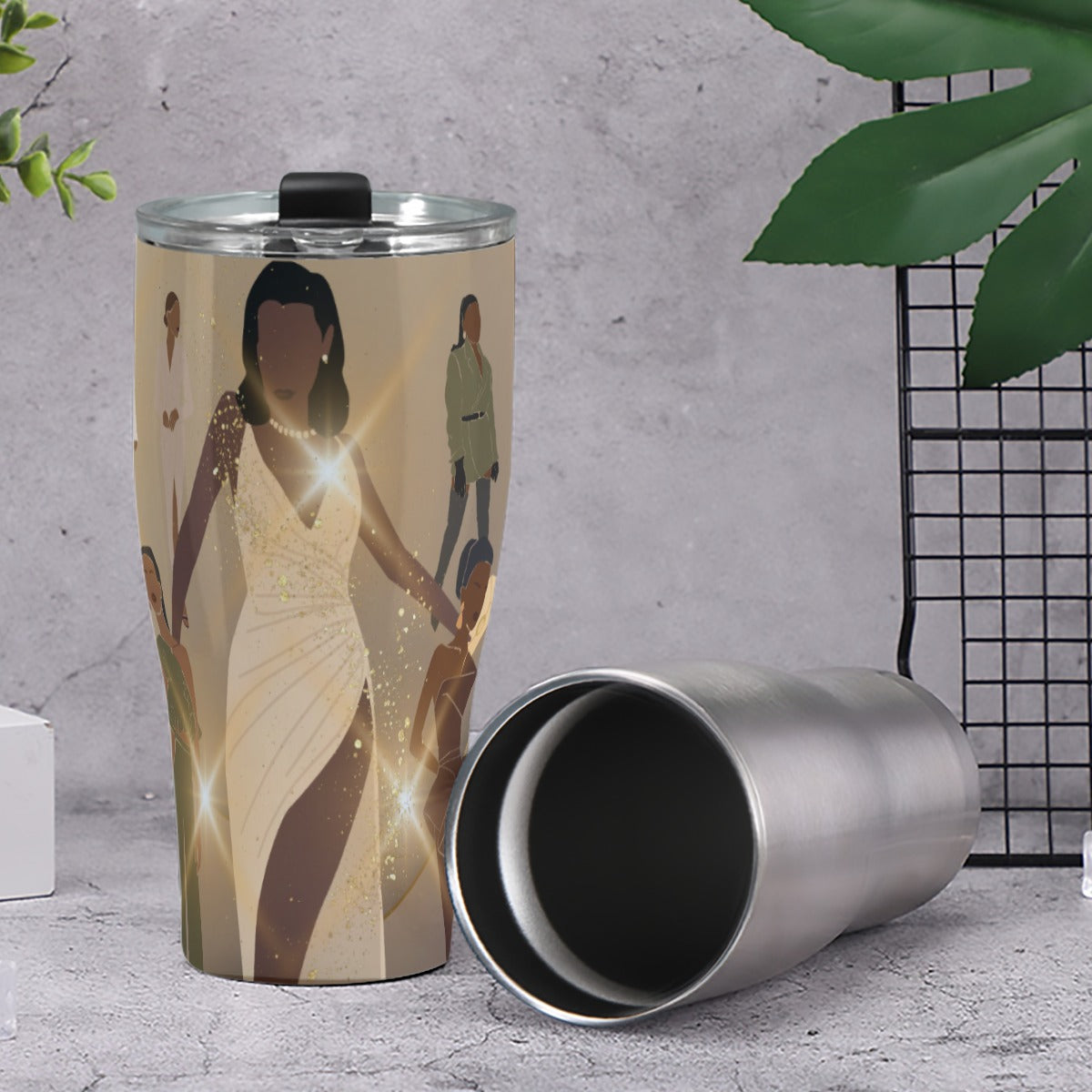 Cone Tumbler 30oz  Black Women in Fashion, Style, Trendsetter, Beauty, Edge, Grace, Elegance, Confidence, Glowing, (Designed by Dunbi)