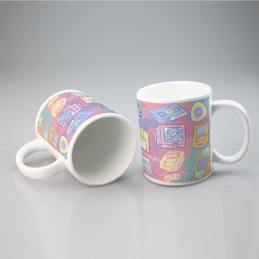 All-over print mug Kawaii, Retro, Anime, 90's Themed, Sherbet Colors, Pastel (Designed by Dunbi)