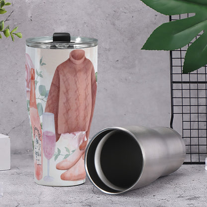 Cone Tumbler 30oz  Dusty Rose, Pink, Perfume, High Heels Champagne & Roses, Aesthetic, Feminine, Fashion (Designed by Dunbi)