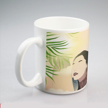 All-over print mug Korean Woman, Indian Woman, Arab Woman, Peace, Happiness, Beauty (Designed by Dunbi)