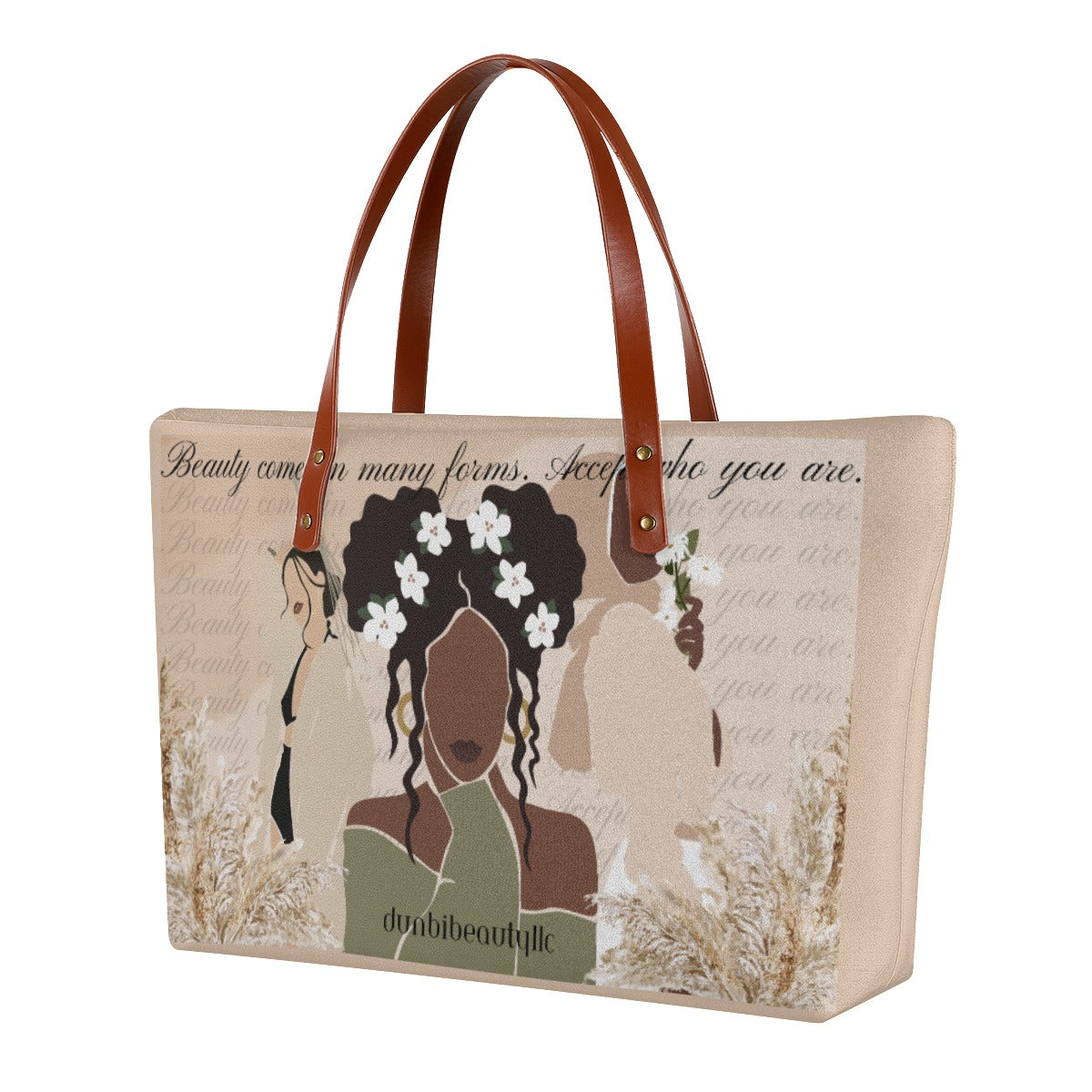 Women's Tote Bag | Diving Cloth Black Woman, Muslim, Asian, Flowers, Beauty, Confidence (Designed by Dunbi)