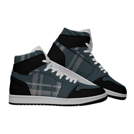 Men's Synthetic Leather Stitching Shoes Dark Navy Plaid (Designed by Dunbi) Yoycol