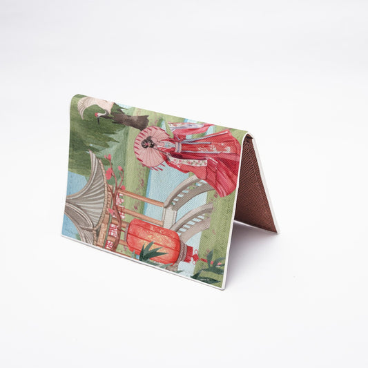 PU Card Bag Asian Garden, Beauty, Peace, Serenity, Home, Happiness, Crane, River, Historic, Chinese Dynasty, Hanfu (Designed by Dunbi)