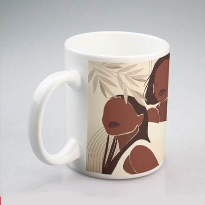 All-over print mug Black Women, Friends, Beige, Cream, Unity, Melanin, Brown Skin, Unique (Designed by Dunbi)