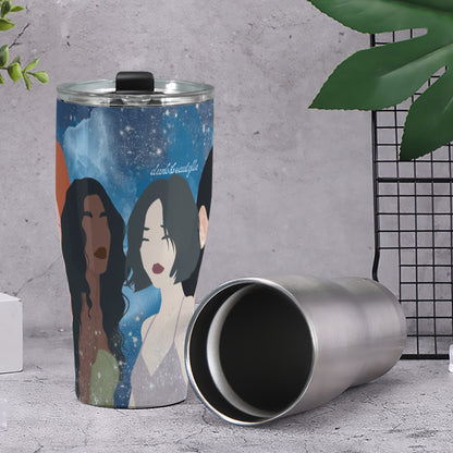 Cone Tumbler 30oz Irish, Black, Korean, Japanese, Women, Beauty, Sparkle, Friendship, International, Blue, Diversity, Floral (Designed by Dunbi)