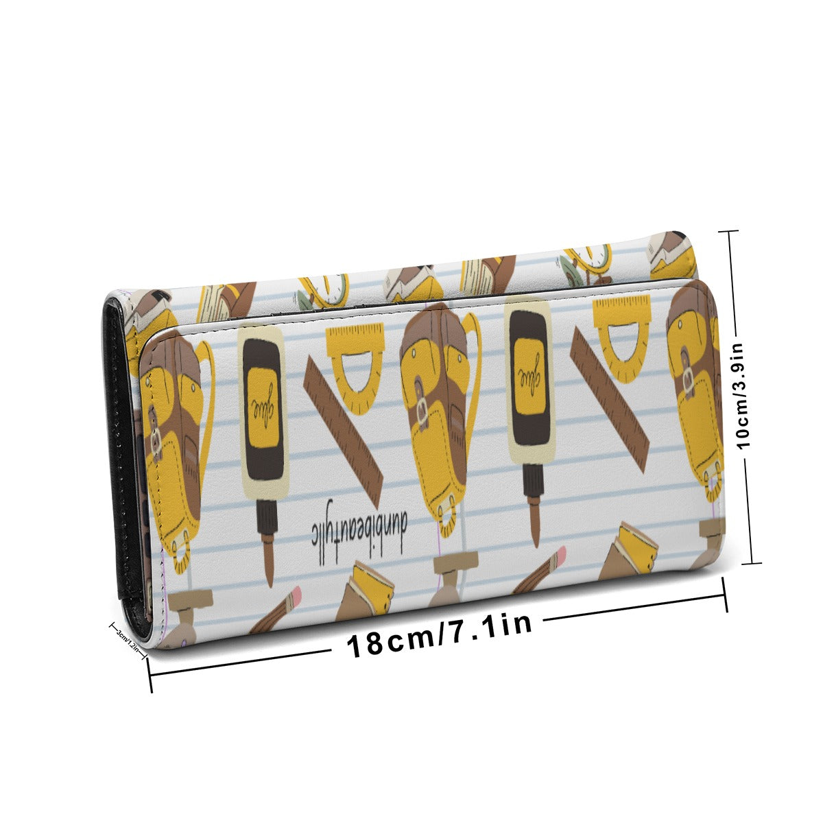 Foldable Wallet Back to School, Teacher, Student, Notebooks, School Supplies, Backpack, Brown, Gold, Gray, Notebook Paper (Designed by Dunbi)