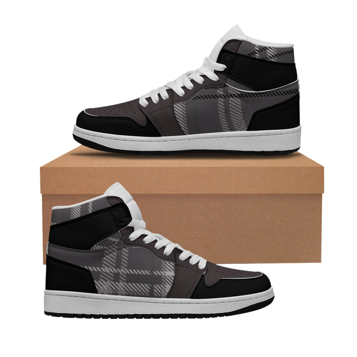 Men's Synthetic Leather Stitching Shoes Purplish Gray Plaid (Designed by Dunbi) Yoycol