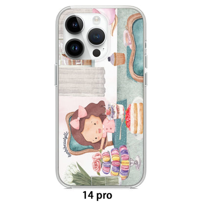 iPhone14 Series Mobile Phone Case | TPU Girl, Tea Party, Happy, Cute, Cake, Macarons, Cupcake, Tea, Snacks, Party, Bow, Parfait, Dessert (Designed by Dunbi)