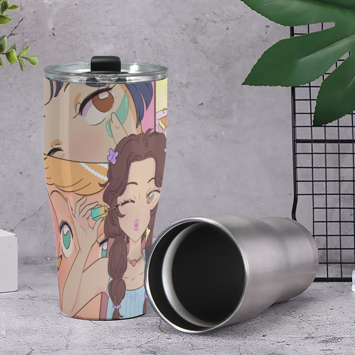 Cone Tumbler 30oz Kawaii, Anime, Japanese, Girl, Makeup, Beauty, Fun, Sleepover, Feminine, Fun, Cute (Designed by Dunbi)