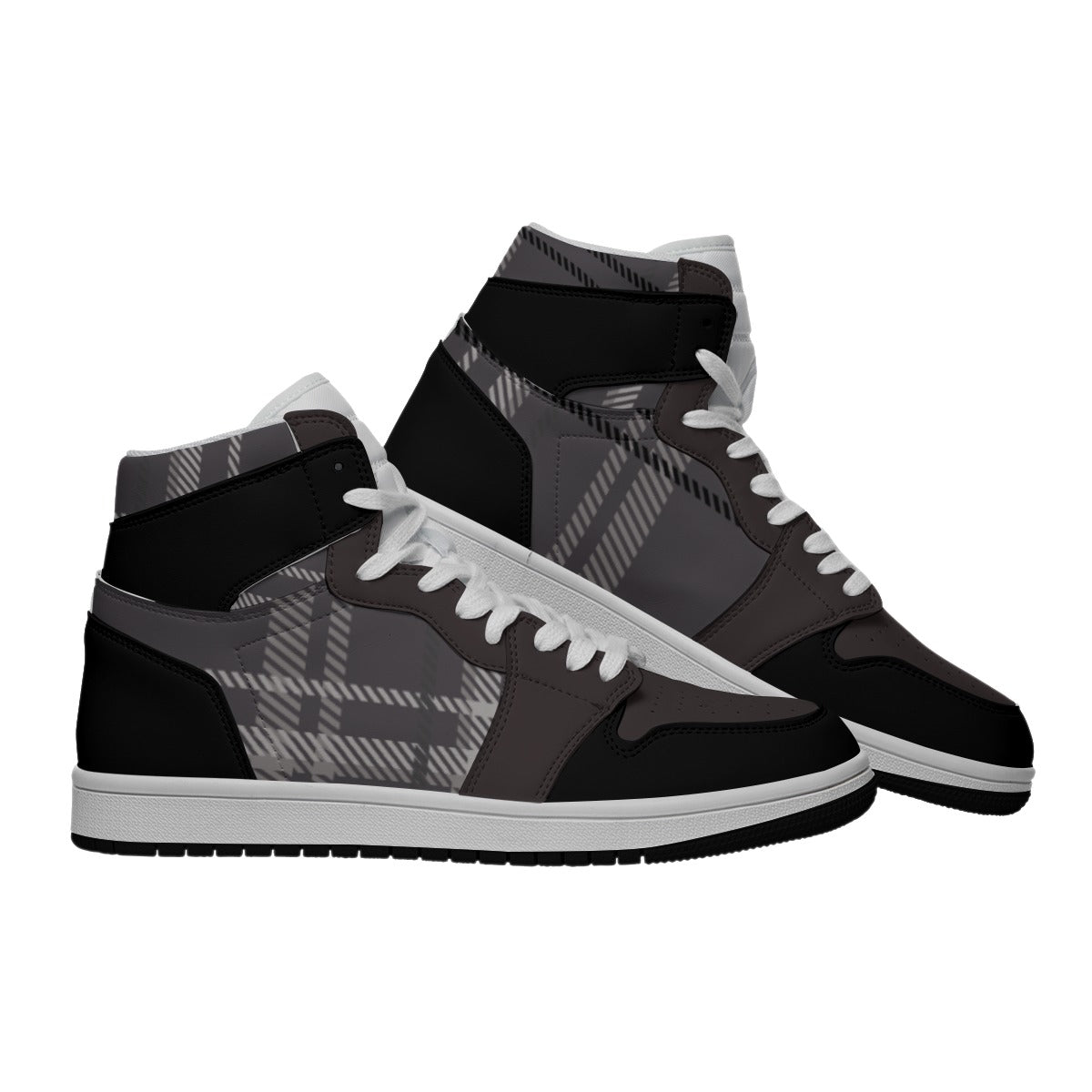 Men's Synthetic Leather Stitching Shoes Purplish Gray Plaid (Designed by Dunbi) Yoycol