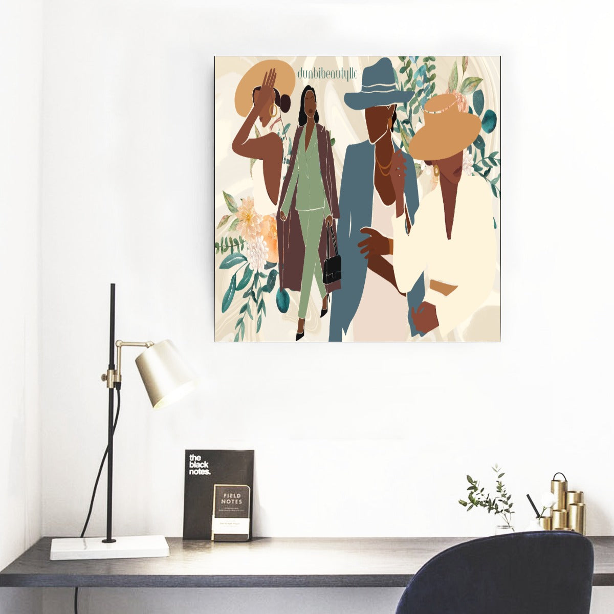 Framed Single Piece Mural | Square Black Women in Business, Elegance, Confidence (Designed by Dunbi)