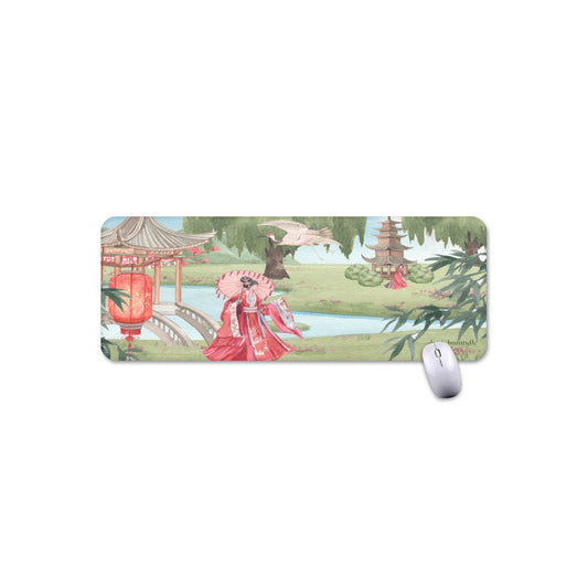 Mouse Pad Plus Size Asian Garden, Beauty, Peace, Serenity, Home, Happiness, Crane, River, Historic, Chinese Dynasty, Hanfu (Designed by Dunbi)