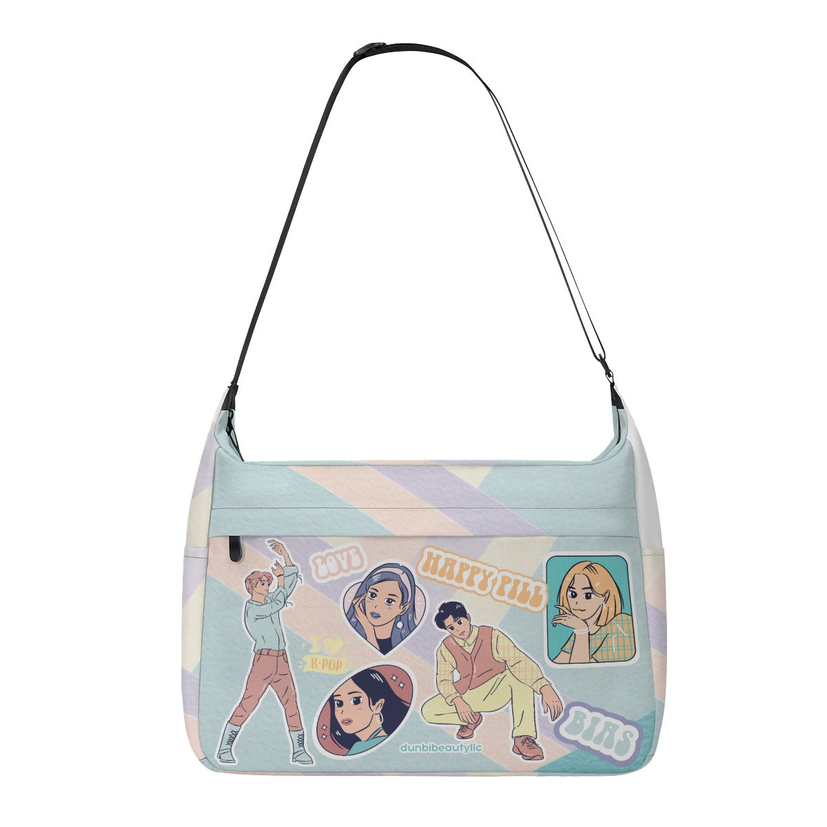 Messenger Bag KPOP Inspired, BTS, Enhyphen, Pastel, Ive, Aespa, Bias, Happy Pill, Love, I Love KPOP, Idol, Music (Designed by Dunbi)