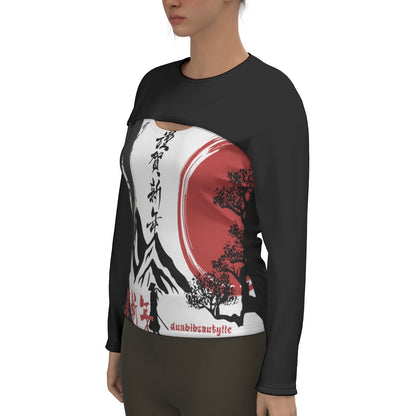 All-Over Print Women's Two-piece Sport Sweatshirt Japan, Japanese, Red, Samurai, Pretty Girl, Tiger, Kanji, Mountains (Designed by Dunbi)