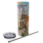 Glitter Tumbler With Stainless Steel Straw 20oz Watercolor, Candy, Pastel, Lollypops, Chocolate, Treats, Dessert, Girls, Friends, Rainbow, Candy Shop, Hot Air Balloon, Cake Pops, Chocolate Clouds (Designed by Dunbi)