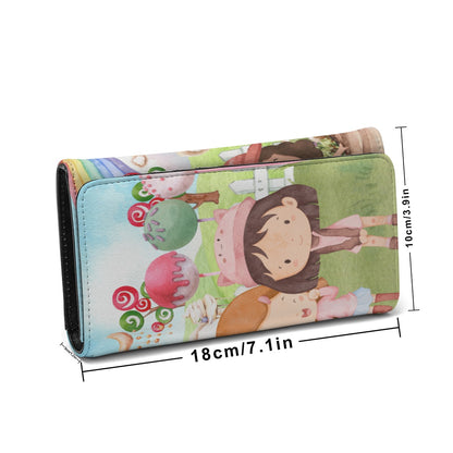 Foldable Wallet Watercolor, Candy, Pastel, Lollypops, Chocolate, Treats, Dessert, Girls, Friends, Rainbow, Candy Shop, Hot Air Balloon, Cake Pops, Chocolate Clouds (Designed by Dunbi)